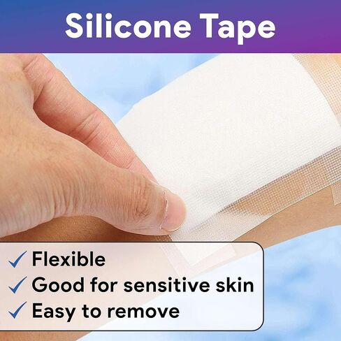 Silicone Medical Tape for Sensitive Skin - 2" x5y of Clear Medical Grade Tape for Dressings, Rubes, Catheters, and More - Latex Free and Easy to Cut Perforated Edges in Saudi Arabia