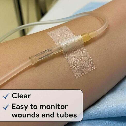 Silicone Medical Tape for Sensitive Skin - 2" x5y of Clear Medical Grade Tape for Dressings, Rubes, Catheters, and More - Latex Free and Easy to Cut Perforated Edges in Saudi Arabia