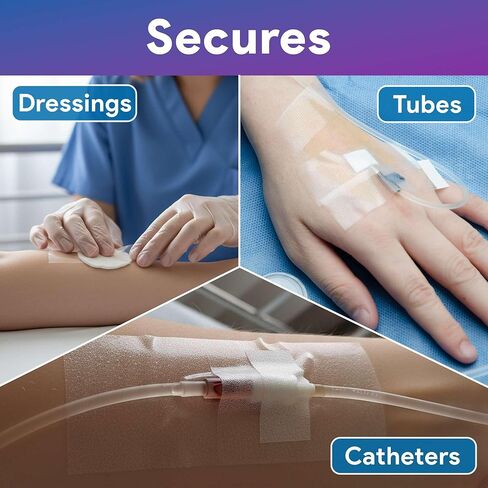 Silicone Medical Tape for Sensitive Skin - 2" x5y of Clear Medical Grade Tape for Dressings, Rubes, Catheters, and More - Latex Free and Easy to Cut Perforated Edges in Saudi Arabia