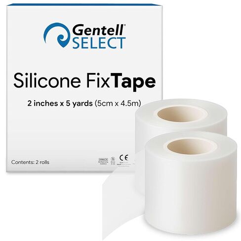 شريط طبي من السيليكون للبشرة الحساسة - 2 بوصة × 5 سنوات من شريط طبي شفاف للضمادات والسجاد والقسطرة والمزيد - خالٍ من اللاتكس وسهل قطع الحواف المثقبة in Kuwait