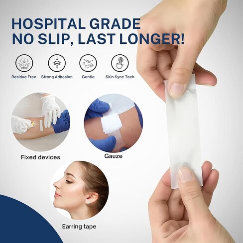 Paper Medical Tape Waterproof, 18 Rolls x 1 inch + 10 pc Gauze Pads - Hypoallergenic Surgical Tape for Wound Care, Dressings & Face, First Aid Waterproof Bandage for Sensitive Skin - NanaCare in Kuwait