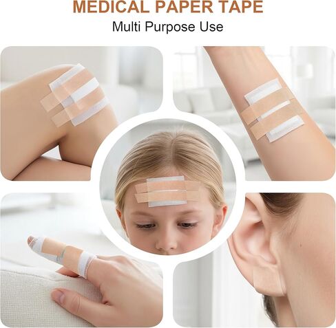 Medical Paper Tape 12 Rolls,Nose Tapes,Surgical Tape, Breathable for Sensitive Skin Wound Dressing Tape,0.5 inch x 10 Yards,First Aid Bandage,Earring,Face,Wound Care in Kuwait