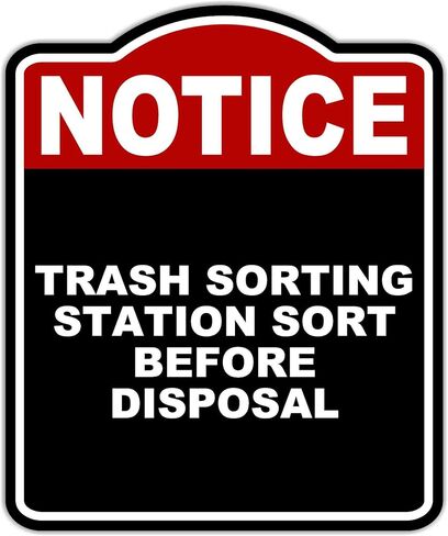 محطة فرز القمامة، قم بالفرز قبل التخلص منها، لافتة من الألومنيوم المركب باللون الأحمر والأسود مقاس 20 × 24 بوصة in Kuwait