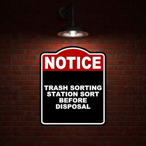 محطة فرز القمامة، قم بالفرز قبل التخلص منها، لافتة من الألومنيوم المركب باللون الأحمر والأسود مقاس 20 × 24 بوصة in Kuwait