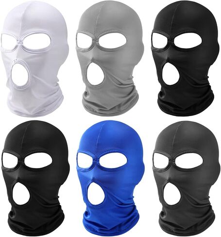 Geyoga Balaclava تغطي ثلاثة ثقوب الوجه الكامل التي تغطي الصيف رفيع مفتوح غطاء الوجه للرياح للدراجة النارية (الأزرق ، 4 قطع) in Saudi Arabia