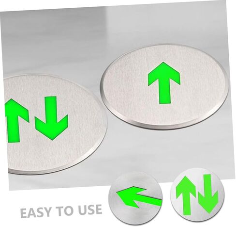 DOITOOL 2pcs Stainless Steel Arrow Floor Sign Glow in Dark Exit Sign Illuminated for Business in Saudi Arabia