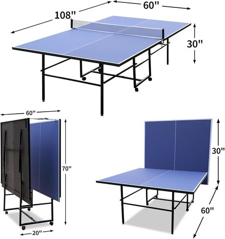 طاولات تنس الطاولة المحمولة، طاولة بينج بونج احترافية للأماكن الخارجية بطول 9 أقدام، مجموعة ألعاب بينج بونج قابلة للطي للداخل/الخارج مع شبكة، مجدافين و3 كرات، وضع التشغيل in Kuwait