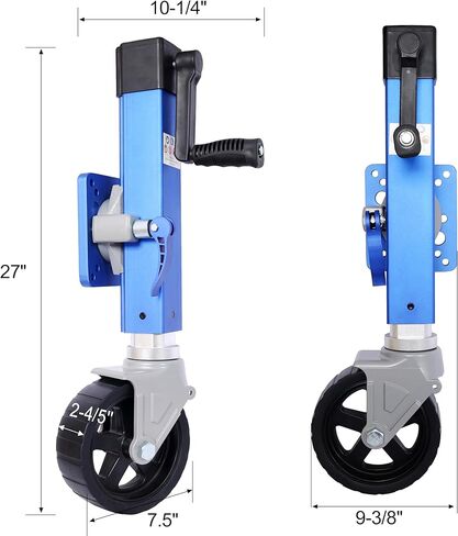 Gecheer Heavy Duty Aluminum Trailer Jack for 3 in x 5 in Tongue, 1800 lb Capacity, 10 in Travel, Blue, Sidewind Handle with Swivel Base in Saudi Arabia