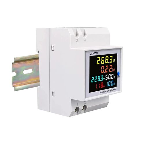 جهاز قياس الطاقة أحادي الطور Din Rail مراقبة استخدام الكهرباء AC 40-300V 100A الفولتميتر مقياس التيار الكهربائي واط كيلوواط ساعة تردد الطاقة 1 قطعة (40-300 فولت مدمج CT) in Saudi Arabia