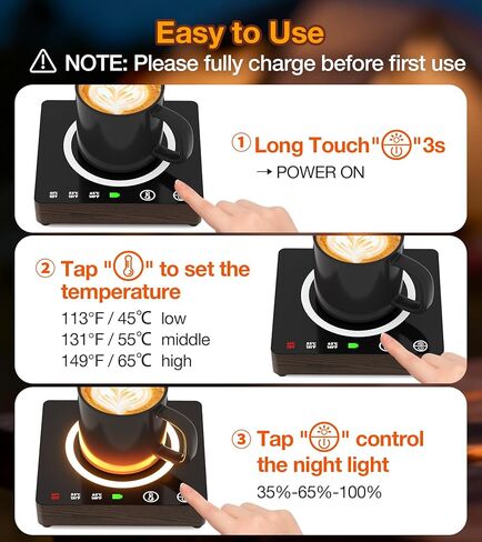 جهاز تسخين الأكواب، عمر بطارية لاسلكي 180 دقيقة، شاحن محمول 10000 مللي أمبير في الساعة، جهاز تسخين كوب القهوة اللاسلكي للمكتب، 3 إعدادات لدرجة الحرارة، لوحة تسخين شمعة ذكية للمنزل والمكتب والسفر والتخييم وهدايا للرجال in Kuwait