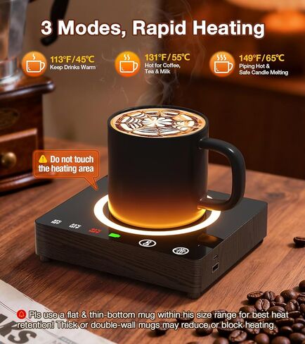 Mug Warmer, Cordless 180 Min Battery Life, 10000mAh Portable Charger, Wireless Coffee Cup Warmer for Desk, 3 Temp Settings, Smart Candle Heat Plate for Home, Office, Travel, Camping & Gifts for Men in Saudi Arabia