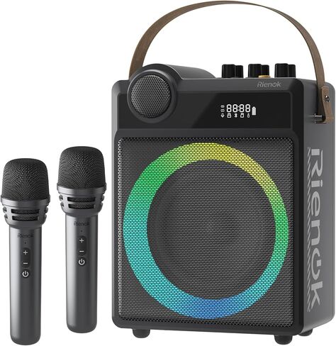 RIENOK 100W Portable Voice Amplifier with 2 Wireless Microphones, Big Pro Sound Portable Speaker with Microphone, Bluetooth Speaker PA System Karaoke Machine Support BT/USB/TF Card/Aux/Guitar S17 in Kuwait