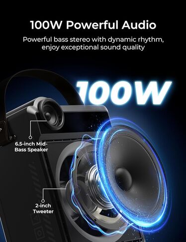 RIENOK 100W Portable Voice Amplifier with 2 Wireless Microphones, Big Pro Sound Portable Speaker with Microphone, Bluetooth Speaker PA System Karaoke Machine Support BT/USB/TF Card/Aux/Guitar S17 in Kuwait
