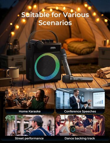 RIENOK 100W Portable Voice Amplifier with 2 Wireless Microphones, Big Pro Sound Portable Speaker with Microphone, Bluetooth Speaker PA System Karaoke Machine Support BT/USB/TF Card/Aux/Guitar S17 in Kuwait