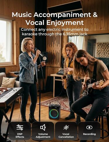 RIENOK 100W Portable Voice Amplifier with 2 Wireless Microphones, Big Pro Sound Portable Speaker with Microphone, Bluetooth Speaker PA System Karaoke Machine Support BT/USB/TF Card/Aux/Guitar S17 in Kuwait