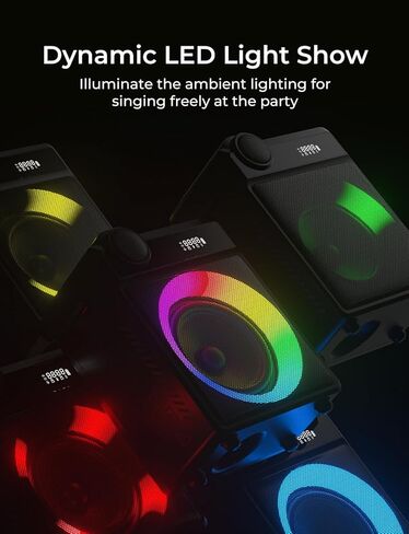 RIENOK 100W Portable Voice Amplifier with 2 Wireless Microphones, Big Pro Sound Portable Speaker with Microphone, Bluetooth Speaker PA System Karaoke Machine Support BT/USB/TF Card/Aux/Guitar S17 in Kuwait