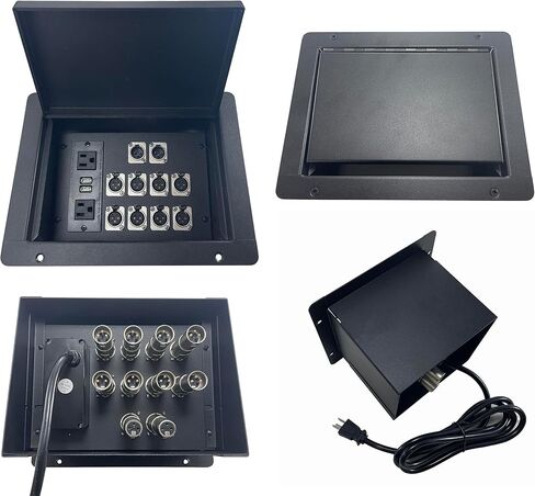 PROCRAFT Large Gap LID Feed-Thru RECESSED Stage Pocket/Floor Box w/ 1 Wired AC 8 XLR Female 2 XLR Male Made in USA in Kuwait