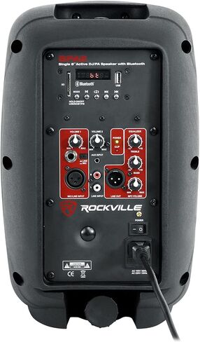 حزمة Rockville BPA8: (2) مكبرات صوت DJ PA نشطة بقدرة 8 بوصات 300 وات مع بلوتوث، (2) حامل مكبر صوت ثلاثي القوائم قابل للتعديل RVSS2-XLR مزود بكابلات، للصوت الحي والأحداث وفناني الأداء، 4 عناصر in Kuwait