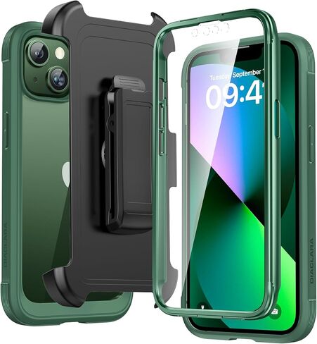 Diaclara Designed for iPhone 12/12 Pro Case, Full Body Rugged with Built-in Touch Sensitive Anti-Scratch Screen Protector, Soft TPU Bumper Case for iPhone 12/12 Pro 6.1" (Teal) in Saudi Arabia