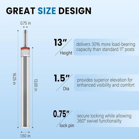 SP-2134 2 Packs Lock-Pin 3/4" Boat Seat Post - 13" Tall Aluminum Non-Threaded Pin Post 1.5" Diameter for Fishing Pontoon Cruising Boats, Come with 2 Packs in Saudi Arabia