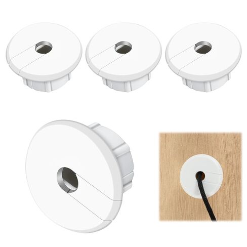 4 Pack White Wall Grommet, Compatible Cable Hole Cover, 1 inch Wall Cable Pass Through Kit, Plastic Grommets for Ethernet Walls Plug, Hole Covers for Cords in Saudi Arabia