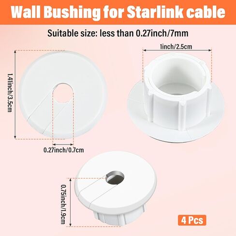 4 Pack White Wall Grommet, Compatible Cable Hole Cover, 1 inch Wall Cable Pass Through Kit, Plastic Grommets for Ethernet Walls Plug, Hole Covers for Cords in Saudi Arabia