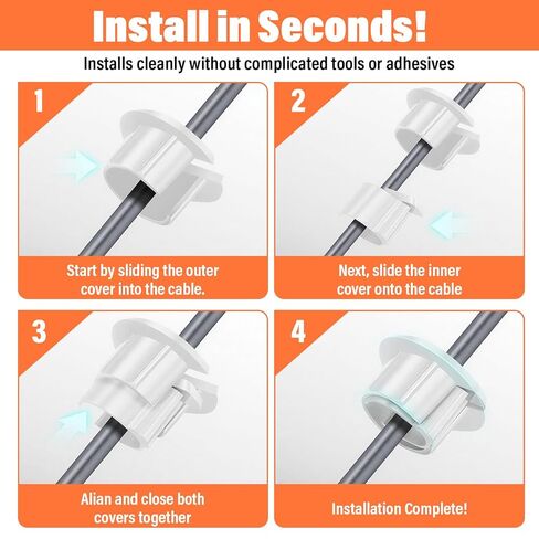 4 Pack White Wall Grommet, Compatible Cable Hole Cover, 1 inch Wall Cable Pass Through Kit, Plastic Grommets for Ethernet Walls Plug, Hole Covers for Cords in Saudi Arabia