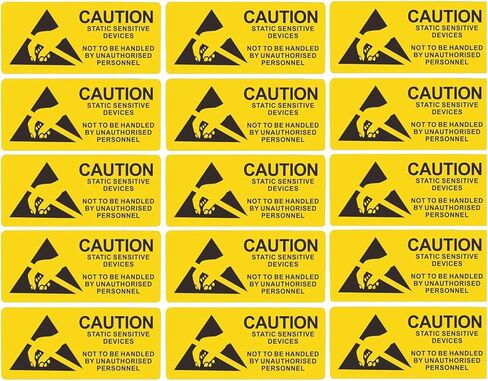 500PCS ESD Caution Labels for Electrostatic Sensitive Devices – Anti-Static Warning Stickers, Durable Adhesive Industrial Safety Decals for Electronics, Lab & Manufacturing Use in Saudi Arabia