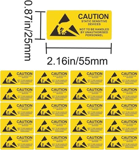 500PCS ESD Caution Labels for Electrostatic Sensitive Devices – Anti-Static Warning Stickers, Durable Adhesive Industrial Safety Decals for Electronics, Lab & Manufacturing Use in Saudi Arabia