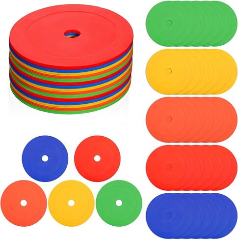 30 Pcs 6 Inch Flat Cones Spot Markers, 5-Color Non-Slip Agility Training Discs for Soccer, Football, Sports & Games in Saudi Arabia