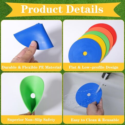 30 Pcs 6 Inch Flat Cones Spot Markers, 5-Color Non-Slip Agility Training Discs for Soccer, Football, Sports & Games in Saudi Arabia