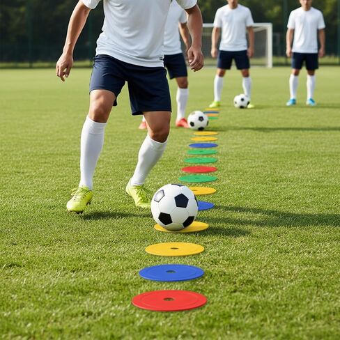 30 Pcs 6 Inch Flat Cones Spot Markers, 5-Color Non-Slip Agility Training Discs for Soccer, Football, Sports & Games in Saudi Arabia