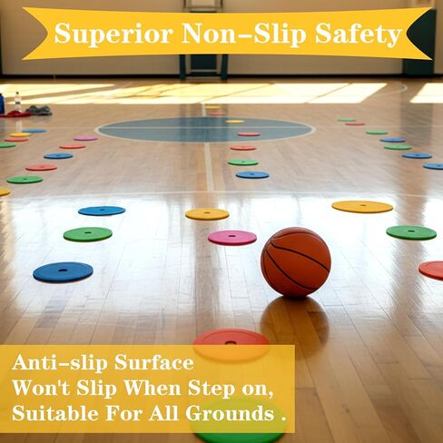 30 Pcs 6 Inch Flat Cones Spot Markers, 5-Color Non-Slip Agility Training Discs for Soccer, Football, Sports & Games in Saudi Arabia