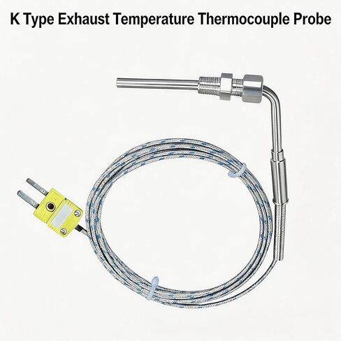 مسبار حراري مزدوج لدرجة حرارة العادم من النوع K، مستشعر درجة حرارة العادم مقاس 1/8 بوصة NPT | كابل 76 بوصة، نطاق -50 درجة فهرنهايت إلى 2000 درجة فهرنهايت | مناسب لتطبيقات الشاحن التوربيني وضبط الأداء البحري in Kuwait