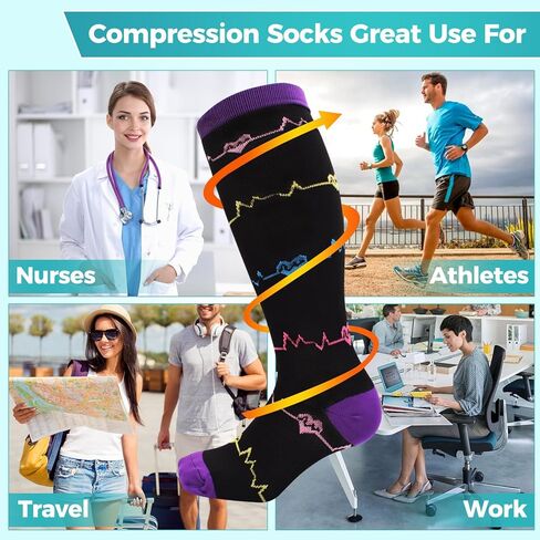 Compression Socks for Women & Men - Work Socks, Copper Fit Support Stockings for Enhanced Circulation, Nurses, Athletes, Work in Saudi Arabia