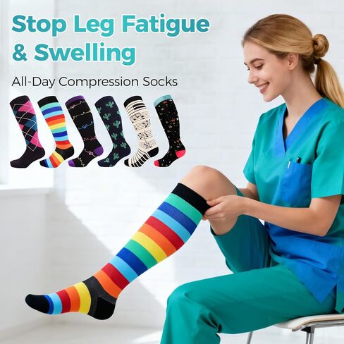 Compression Socks for Women & Men - Work Socks, Copper Fit Support Stockings for Enhanced Circulation, Nurses, Athletes, Work in Saudi Arabia