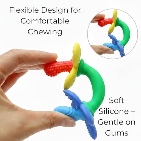 عصا أنبوب زهرة teether من أجل الطفل-سنت السيليكون مزخرفة التسنين مع مقبض قبضة ، حلقة مستديرة مدمجة للمقطع ، تصل إلى اللثة الأمامية والأضراس الخلفية | الهدايا وتخزين الحشو in Saudi Arabia