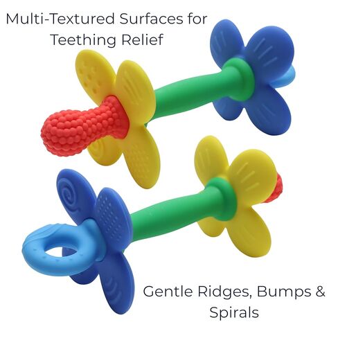 عصا أنبوب زهرة teether من أجل الطفل-سنت السيليكون مزخرفة التسنين مع مقبض قبضة ، حلقة مستديرة مدمجة للمقطع ، تصل إلى اللثة الأمامية والأضراس الخلفية | الهدايا وتخزين الحشو in Saudi Arabia
