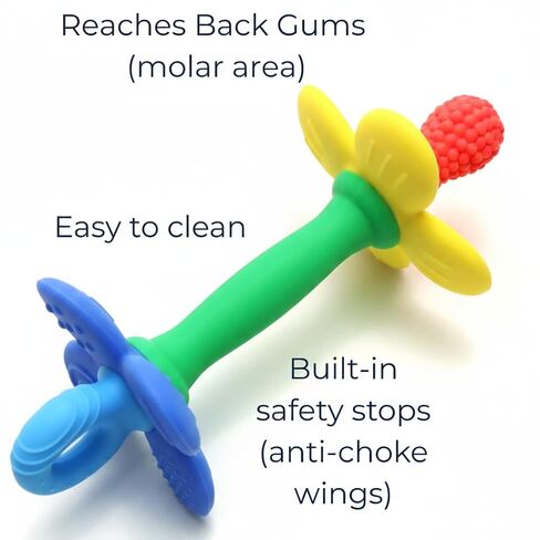 عصا أنبوب زهرة teether من أجل الطفل-سنت السيليكون مزخرفة التسنين مع مقبض قبضة ، حلقة مستديرة مدمجة للمقطع ، تصل إلى اللثة الأمامية والأضراس الخلفية | الهدايا وتخزين الحشو in Saudi Arabia