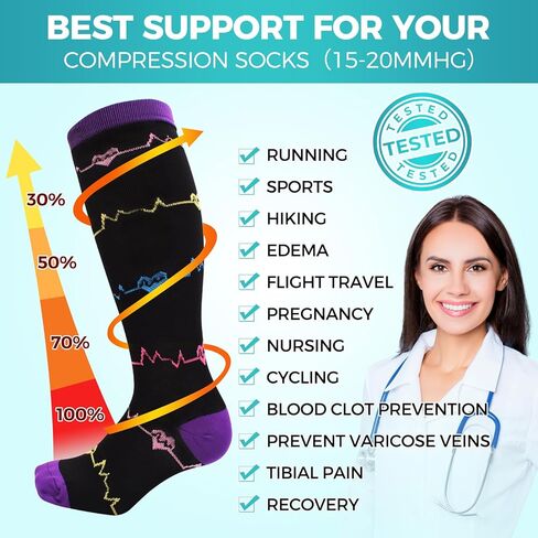Compression Socks for Women & Men - Work Socks, Copper Fit Support Stockings for Enhanced Circulation, Nurses, Athletes, Work in Saudi Arabia