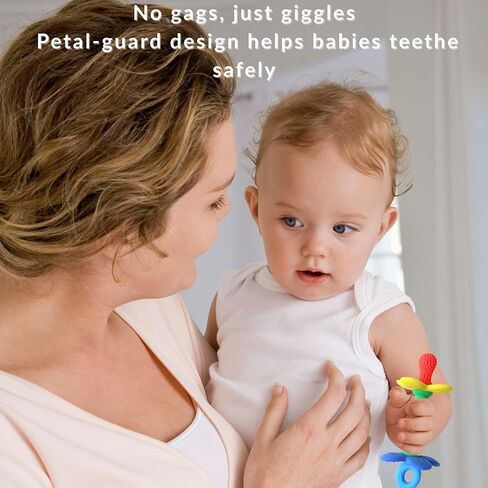 عصا أنبوب زهرة teether من أجل الطفل-سنت السيليكون مزخرفة التسنين مع مقبض قبضة ، حلقة مستديرة مدمجة للمقطع ، تصل إلى اللثة الأمامية والأضراس الخلفية | الهدايا وتخزين الحشو in Saudi Arabia