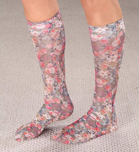 Celeste Stein Women's Mild Compression Knee High Stockings - Tiny Flowers in Saudi Arabia