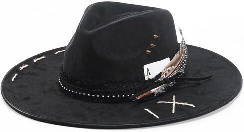 قبعة عريضة فيدورا قبعة رجال شعرت بانما قبعة لباس قبعة سوداء in Kuwait