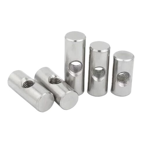 Barrel nut, 304 Stainless Steel Barrel Bolts Cylindrical Pin Dowel Cross Hole Hammer Embedded Nut for Wood Furniture Accessories(M8x35 OD12mm (2pcs)) in Saudi Arabia