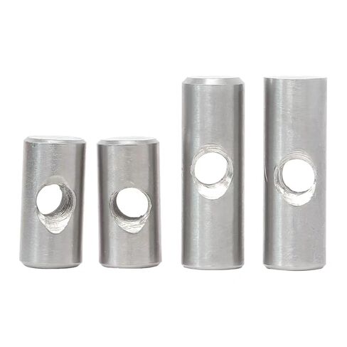 Barrel nut, 5/10pcs M4/M5/M6 Barrel Bolts Cylindrical Pin Dowel Cross Hole Hammer Embedded Nut for Wood Furniture 304 Stainless Steel(M6X25-5PCS) in Saudi Arabia