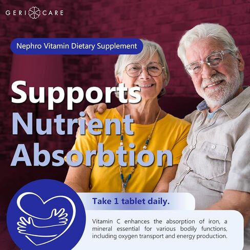 GeriCare Nephro Vitamin C & B Complex Tablets, 100 Count – Daily Kidney Health & Energy Support, Immune System Boost, Antioxidant Protection & Metabolism Support (Pack of 1) in Saudi Arabia