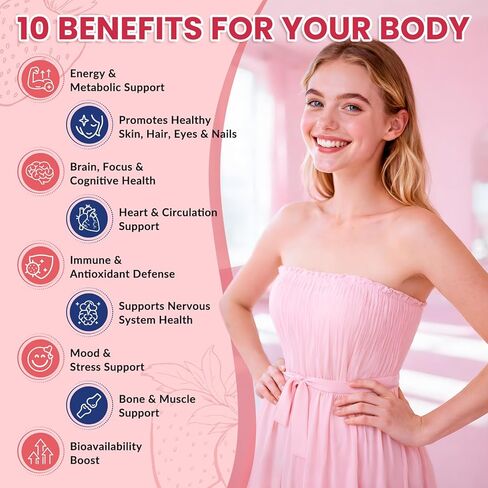 17 في 1 فيتامين ب المركب بلس - فيتامين ب1، ب2، ب3، ب4، ب5، ب6، ب7 (البيوتين)، ب8 (اينوزيتول)، ب9، ب12، ج، د3، ك2، الطاقة، المناعة، البشرة، دعم الأعصاب للرجال والنساء - 120 كبسولة in Kuwait