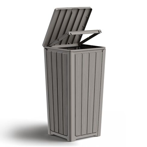 علبة القمامة في الهواء الطلق علبة القمامة 23 جالون مع غطاء راتنجات القمامة المائية سلة لفناء الفناء للحديقة ، الفناء الخلفي ، سطح السفينة ، الأسود in Kuwait