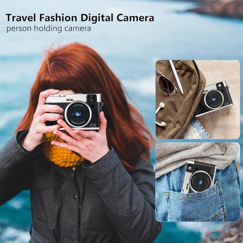 الكاميرا الرقمية ، كاميرا أطفال مع بطاقة 32 جيجابايت ، FHD 1080p 44mp camerging Camering ، 16x Zoom Point وتصوير كاميرات قابلة لإعادة شحن الكاميرا الرقمية المدمجة لطلاب سن المراهقة الفتيات (أسود) in Kuwait