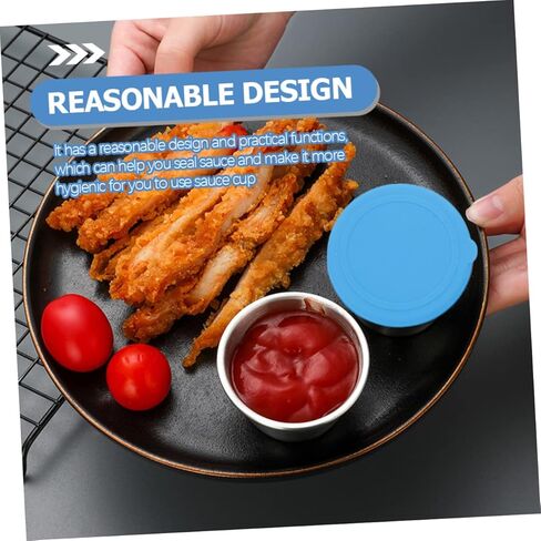 Stainless Steel Sauce Cups with Leakproof Silicone Lids 2.48 Inch Condiment Containers for Salad Dressing Kitchen Storage Set of 6 in Saudi Arabia